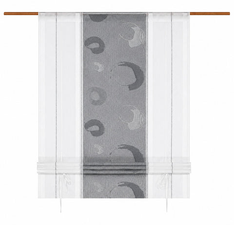Bändchen-Raffrollo anthrazit-weiß BxH 70/90x135cm