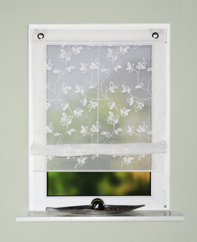 Bändchenraffrollo "Dolly"  mit Ösen bestickt BxH 45/60/80/100x130cm