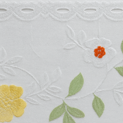 Bistro Bogen Scheibengardine 2340 Set 2 tlg. weiß Gardine Panneau Blume Küche