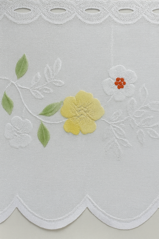 Bistro Bogen Scheibengardine 2340 Set 2 tlg. weiß Gardine Panneau Blume Küche
