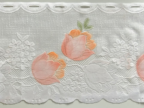 Bistro Bogen Scheibengardine 2362 Set 2 tlg. weiß / aprikot  Blume Panneau Küchengardine