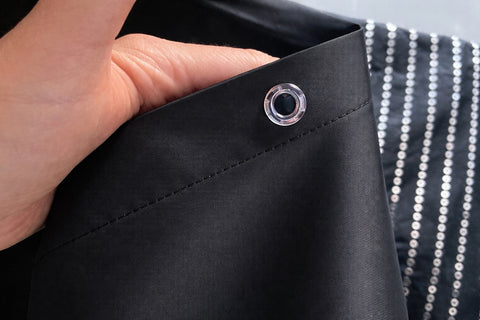 Textil-Duschvorhang Linie schwarz silber BxH 180x200cm