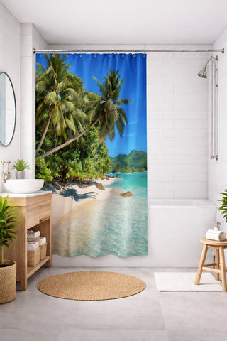 Textil-Duschvorhang Strand Palme Meer BxH 180x200cm