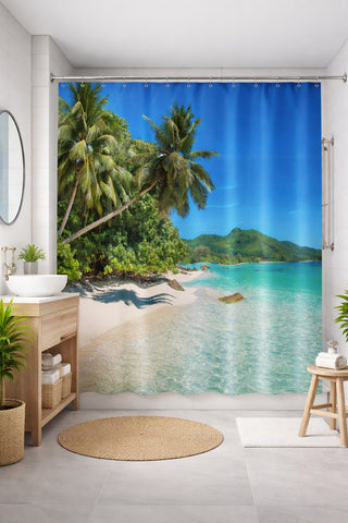 Textil-Duschvorhang Strand Palme Meer BxH 180x200cm