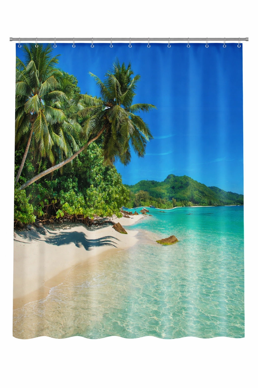 Textil-Duschvorhang Strand Palme Meer BxH 180x200cm