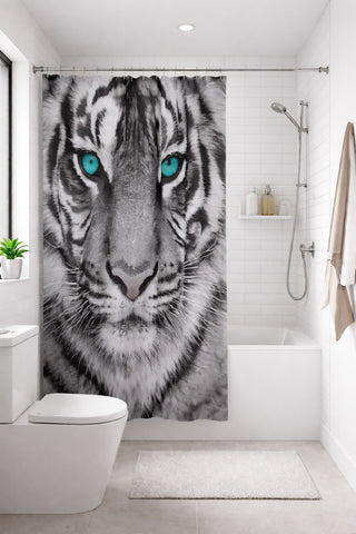 Textil-Duschvorhang Tiger schwarz-weiß BxH 180x200cm