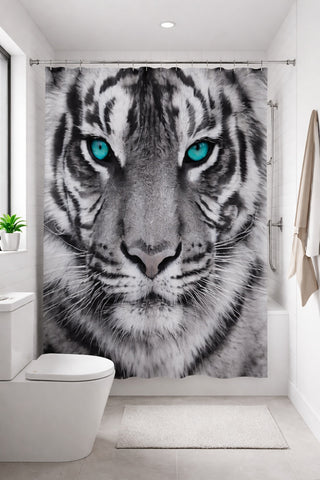 Textil-Duschvorhang Tiger schwarz-weiß BxH 180x200cm