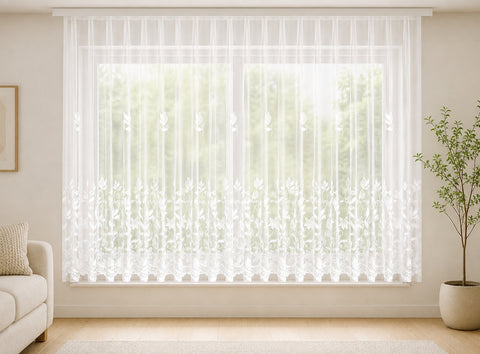 Fertiggardine m. Universalband versch. Größen weiß Edel Jacquard