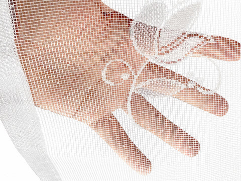 Fertiggardine m. Universalband versch. Größen weiß Edel Jacquard
