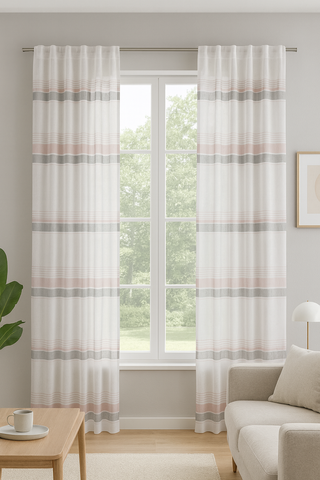 Schlaufenschal 2521 Streifen Quer 140x245 cm rose grau