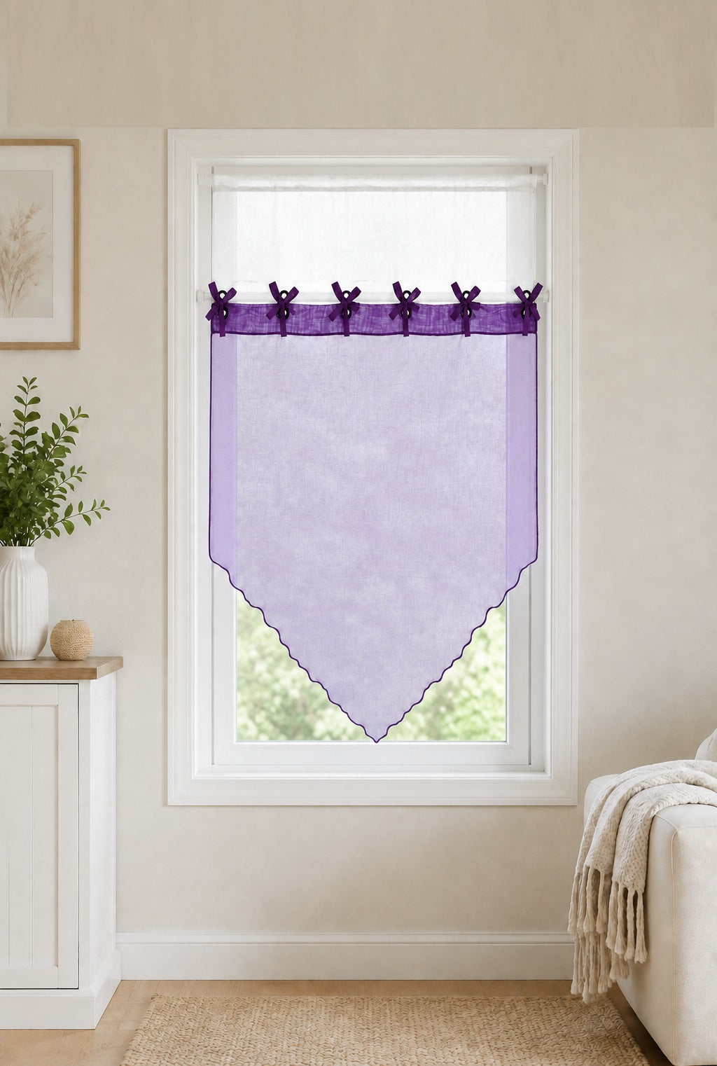 Design Kuvert Scheibengardine Bistrogardine Kurzgardine Lila transparent 2192