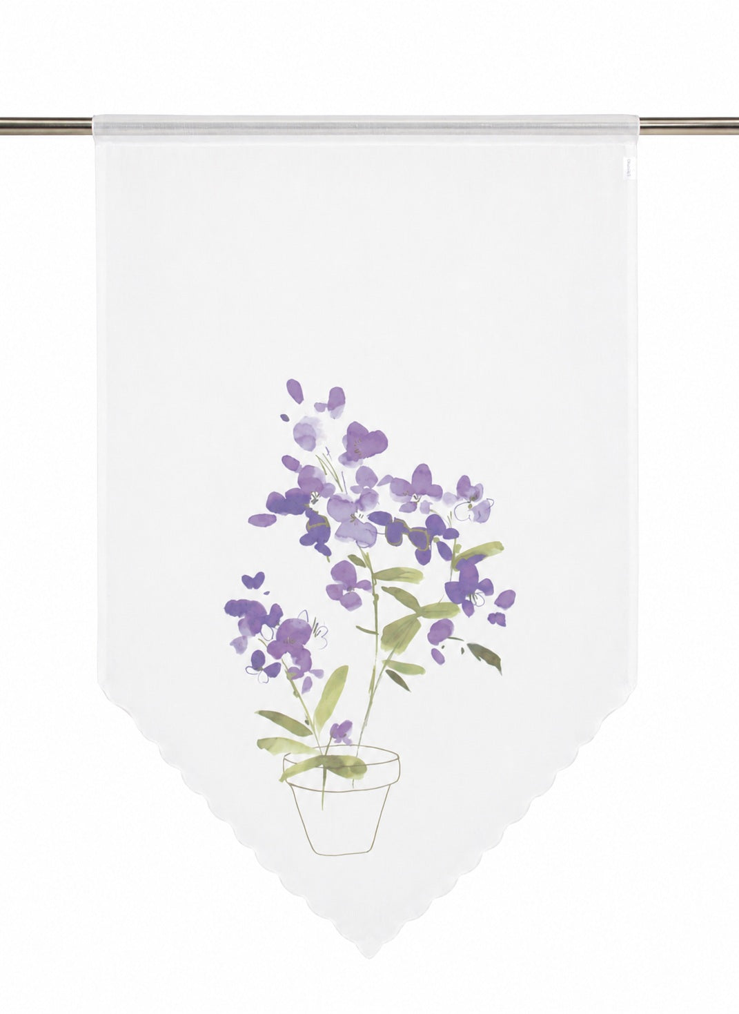Design Kuvert weiß Blume lila BxH 60x90cm Scheibengardine 4052