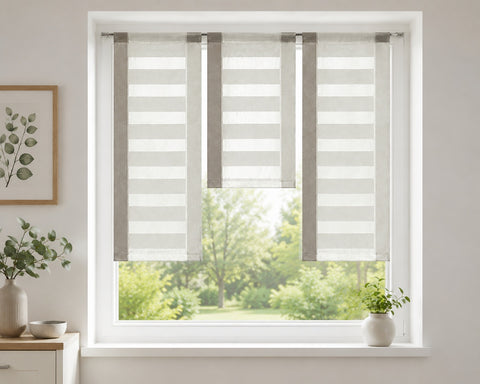 Design Mini Flächenvorhang Set braun Scheibengardine 2222