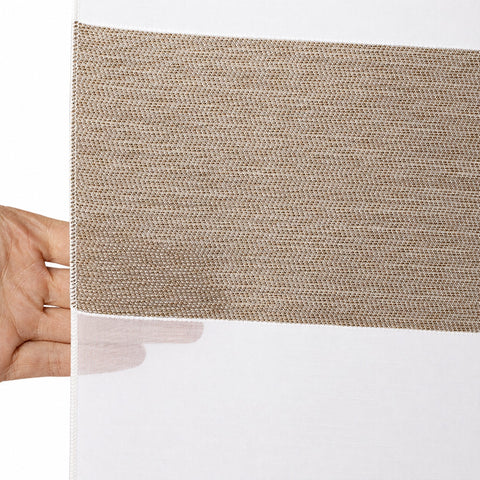 Design Mini Flächenvorhang Set beige weiß Scheibengardine 2280-13