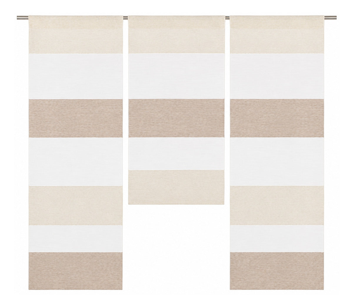Design Mini Flächenvorhang Set beige weiß Scheibengardine 2280-13