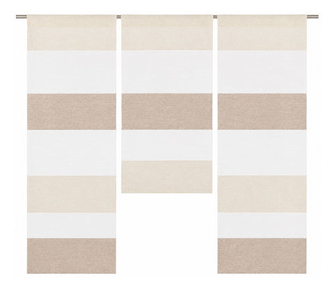 Design Mini Flächenvorhang Set beige weiß Scheibengardine 2280-13