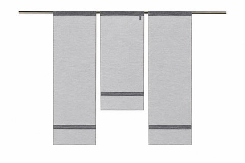 Mini Flächenvorhang Set grau Scheibengardine 4015 3tlg.