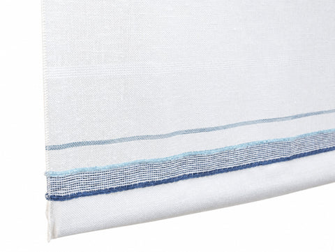 Design Mini Flächenvorhang Set blau Leinen Webstreifen Scheibengardine