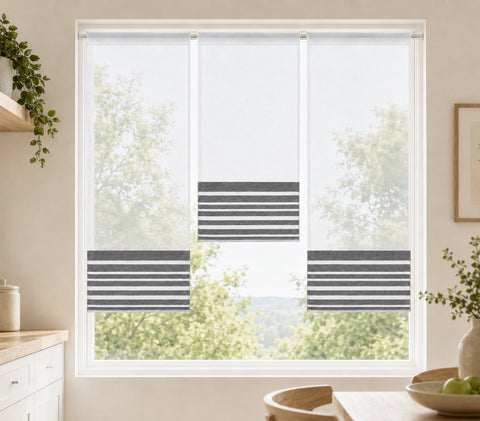 Design Mini Flächenvorhang Set anthrazit Scheibengardine 4027-02