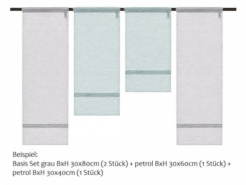 Mini Flächenvorhang Set viele Kombinationen rose grau petrol beere Scheibengardine