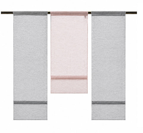 Mini Flächenvorhang Set grau rose rosa Bistrogardine 3tlg./4tlg. Scheibengardine