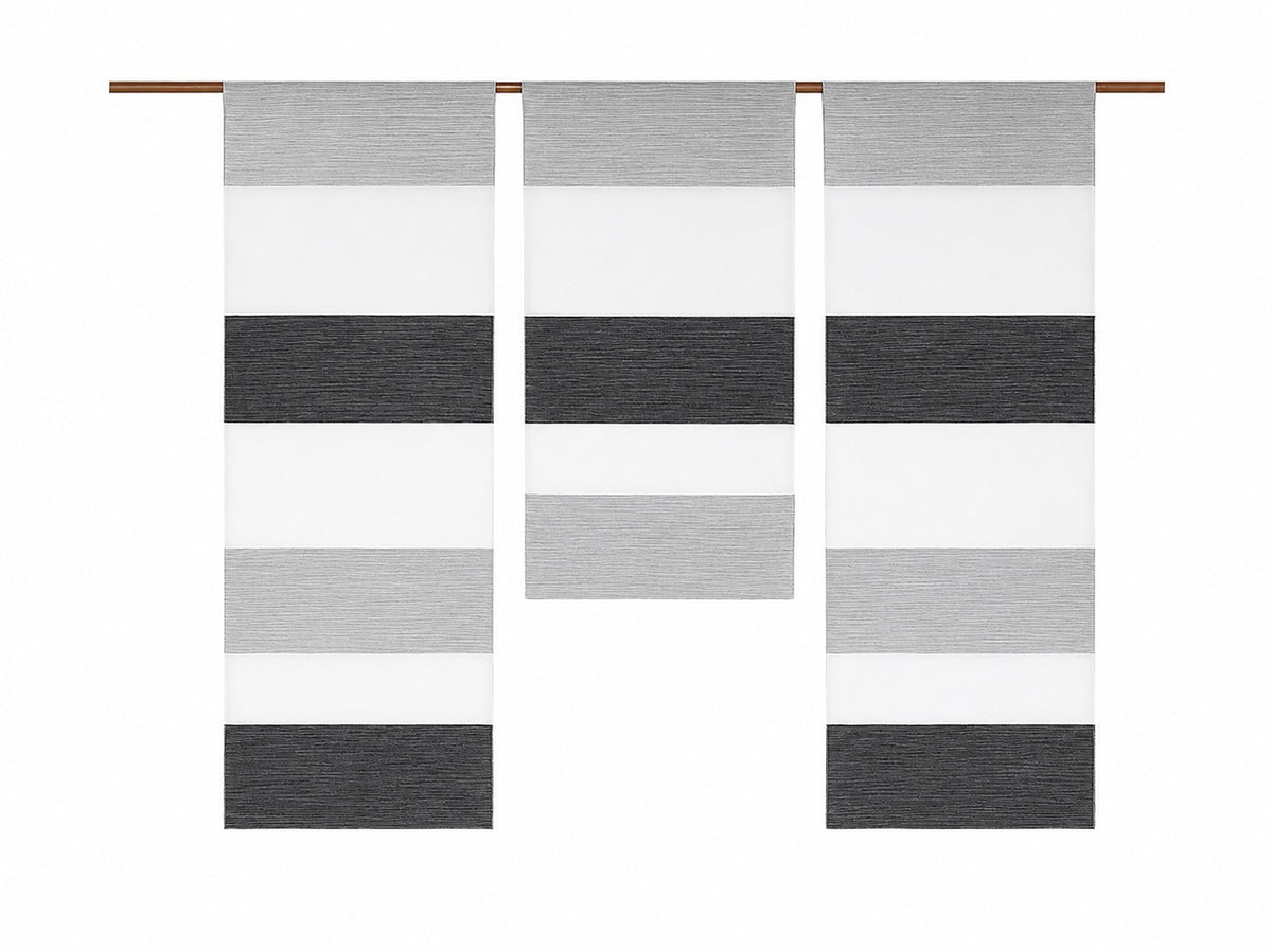Design Mini Flächenvorhang Set anthrazit grau Scheibengardine 2280