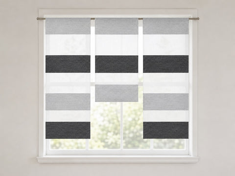 Design Mini Flächenvorhang Set anthrazit grau Scheibengardine 2280