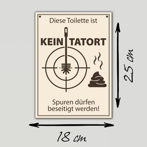 Alu-Schild Deko Wandbild Bad WC "Diese Toilette ist kein Tatort"18x25cm