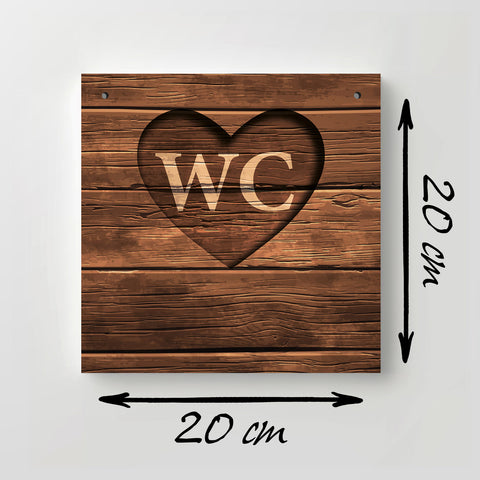 Holzschild "WC" bedruckt 20x20cm Deko