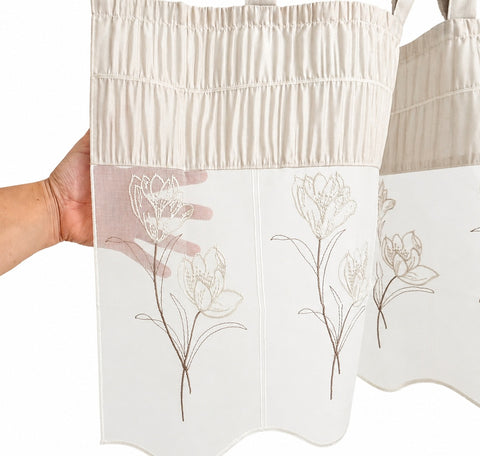 Design Schlaufen Scheibengardine bestickt 2226