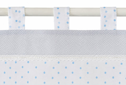 Scheibengardine Schlaufen Panneaux Kleinfenster HxB 48x140 blau Perlen Bistro