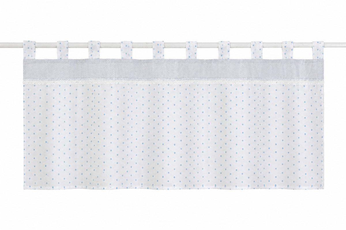 Scheibengardine Schlaufen Panneaux Kleinfenster HxB 48x140 blau Perlen Bistro