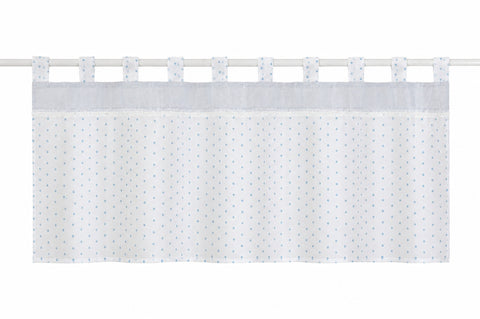 Scheibengardine Schlaufen Panneaux Kleinfenster HxB 48x140 blau Perlen Bistro