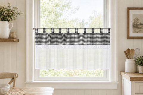Design Scheibengardine anthrazit grau HxB 45x135cm