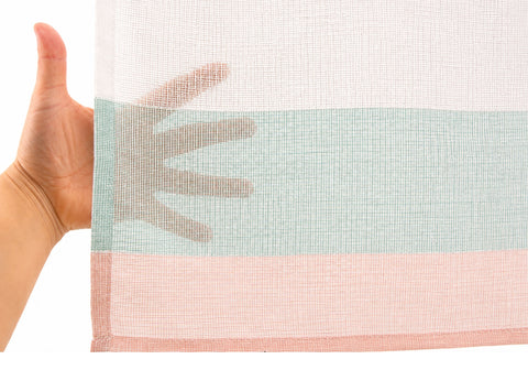Design Scheibengardine weiß rose mint HxB 50x140cm 4022