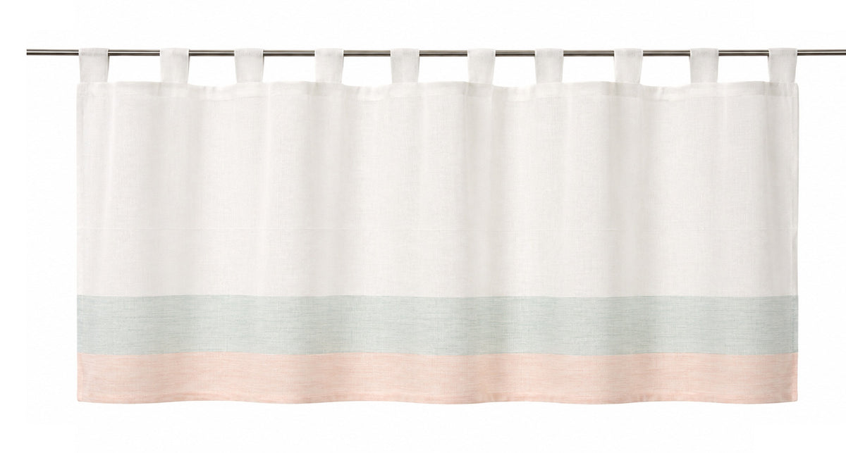 Design Scheibengardine weiß rose mint HxB 50x140cm 4022