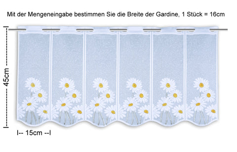 Nach Maß Scheibengardine Jacquard Bistrogardine Margerite weiß Höhe 45/60cm