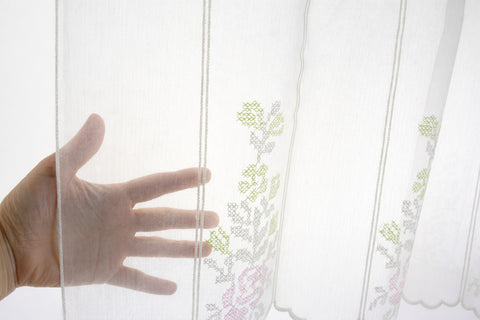 Scheibengardine Stick Rose creme nach Maß