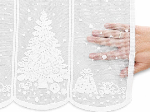 Scheibengardine Tannenbaum Geschenk weiß HxB 50x140cm