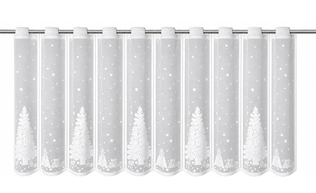 Scheibengardine Tannenbaum Geschenk weiß HxB 50x140cm