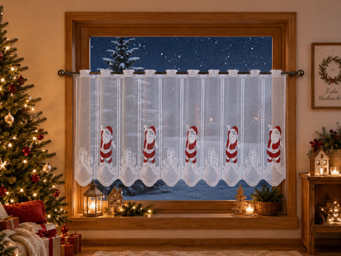 Scheibengardine Weihnachtsmann Geschenk HxB 50x140cm