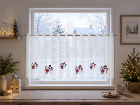 Scheibengardine Weihnachtsmann Schneemann HxB 50x135cm 2374