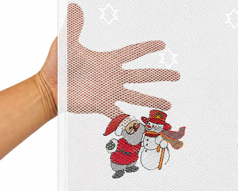 Scheibengardine Weihnachtsmann Schneemann HxB 50x135cm 2374