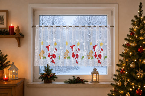 Scheibengardine Weihnachtsmann Zug HxB 50x140cm