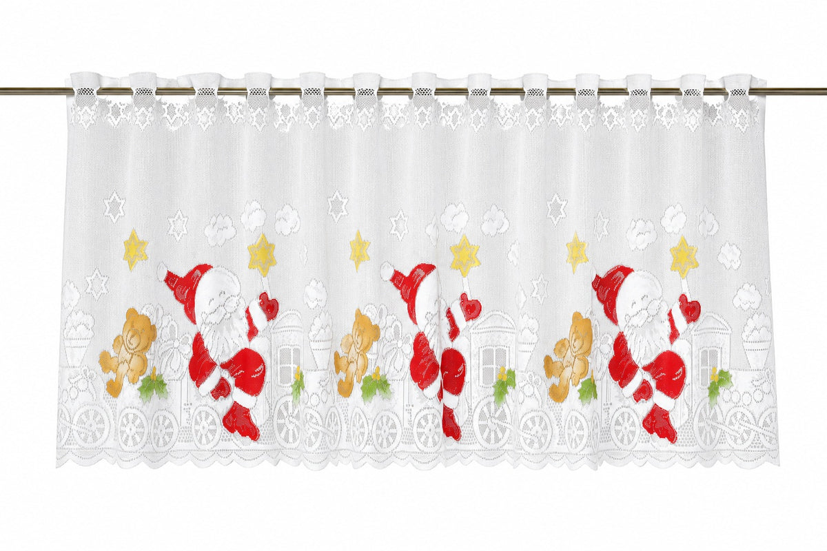 Scheibengardine Weihnachtsmann Zug HxB 50x140cm