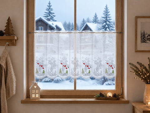 nach Maß Scheibengardine Weihnachten Weihnachtsmann Rentier Höhe 50cm