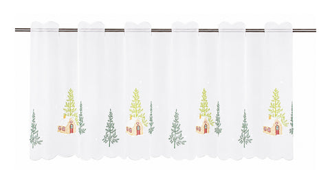 Scheibengardine bestickt Winterlandschaft BxH 48x140cm