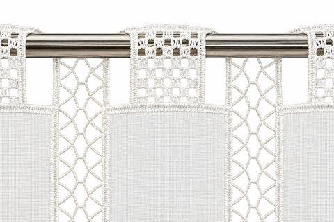 nach Maß Scheibengardine bestickt weiß Ranke Höhe 23/45/60cm Bistro Hardanger