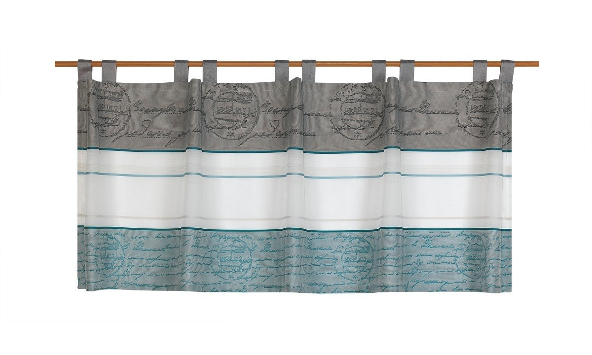 Design Schlaufen Scheibengardine weiß-petrol-grau BxH 50x140cm 2288