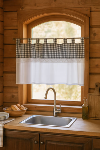 Design Scheibengardine anthrazit grau 45x135cm